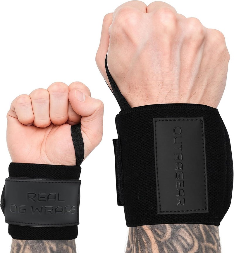 OUTRAGEAR 18" OG-Grade Wrist Wraps for Weightlifting – Heavy Duty Wrist Support with Thumb Loop & Lockdown Strap – Wrist Straps for Powerlifting, Bench Press & Gym Training - Image 1